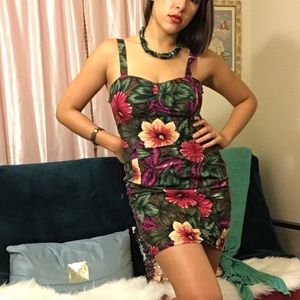 URBAN RENEWAL Tropical Floral Vibrant Sun Dress